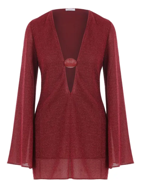 Oséree shell-detail flared-sleeve mini dress