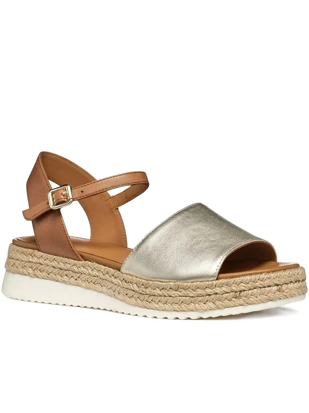 Geox Eolie metallic-leather sandals Gold