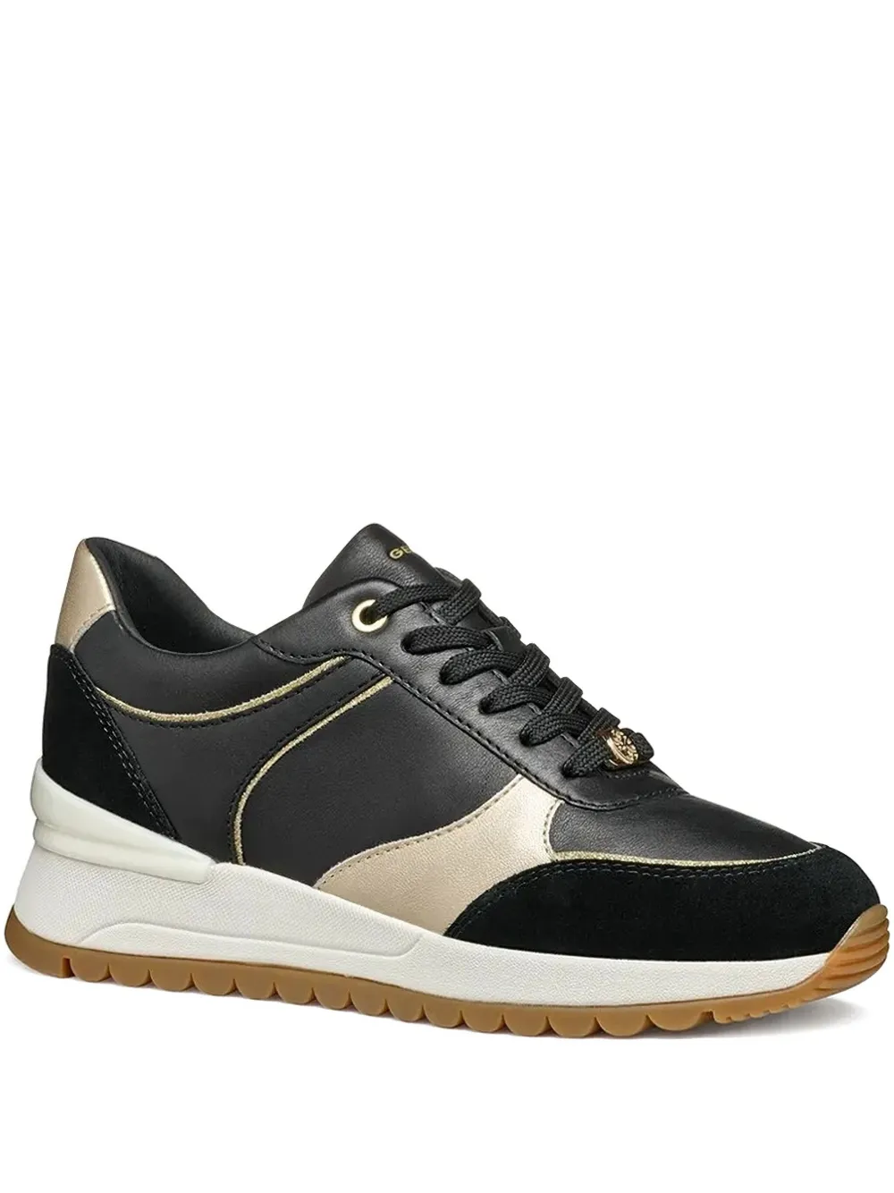 Geox Desya leather gold-detail sneakers Black