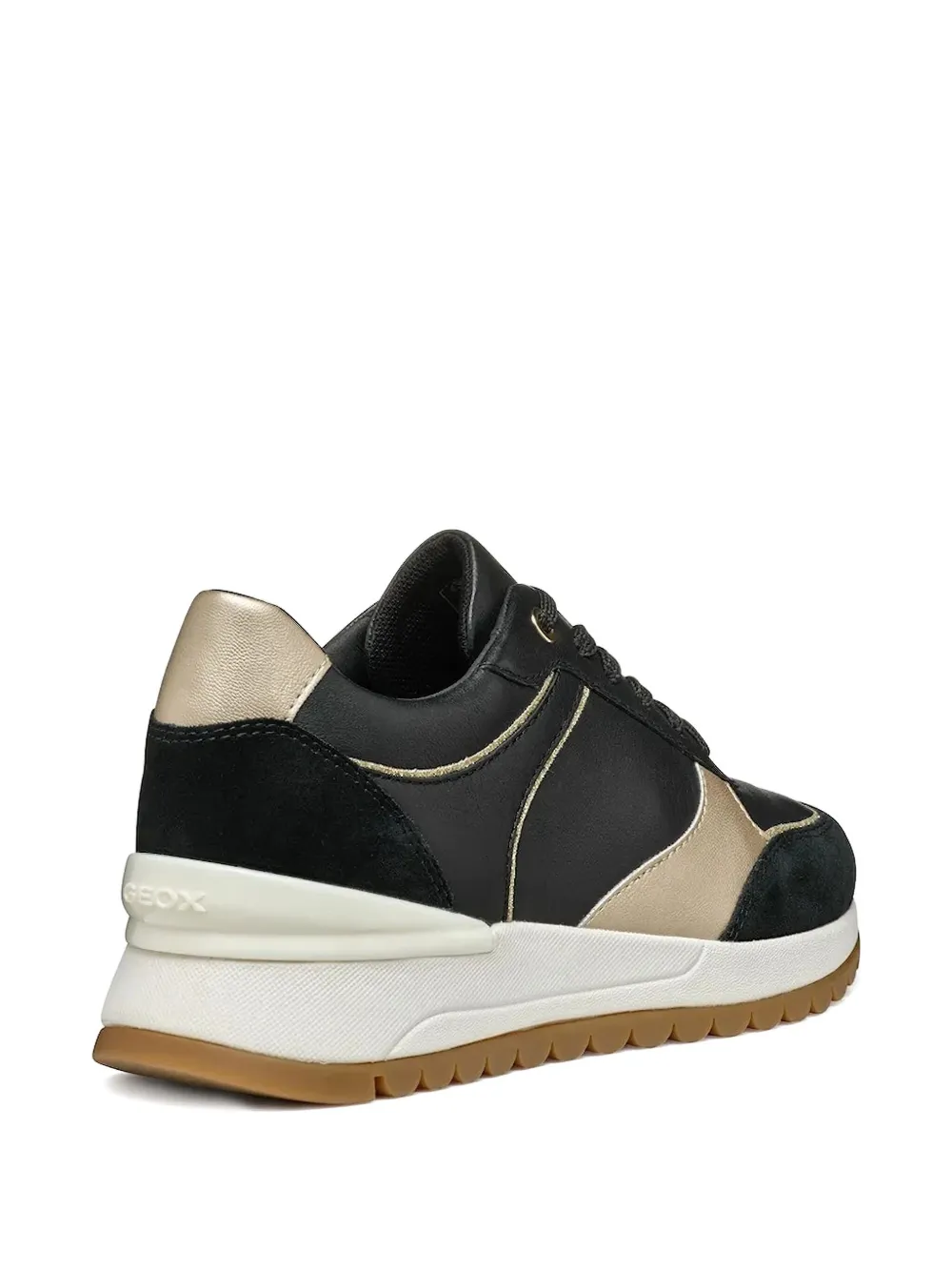 Geox Desya leren sneakers met gouddetail - Zwart