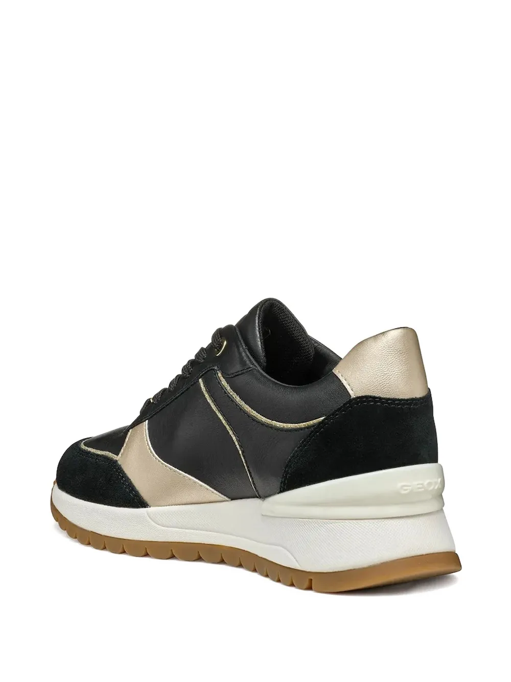 Geox Desya leren sneakers met gouddetail Zwart