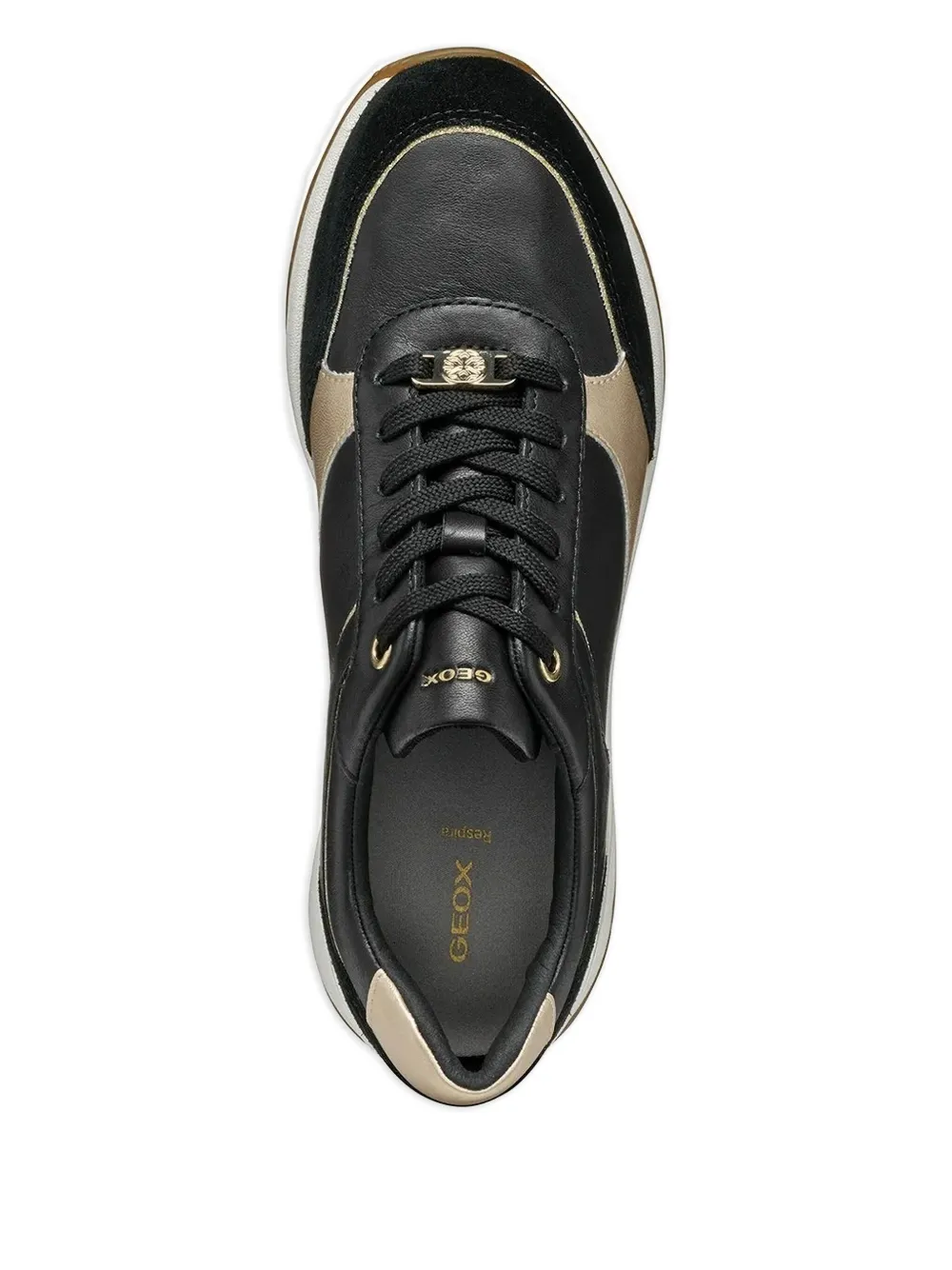 Geox Desya leren sneakers met gouddetail Zwart