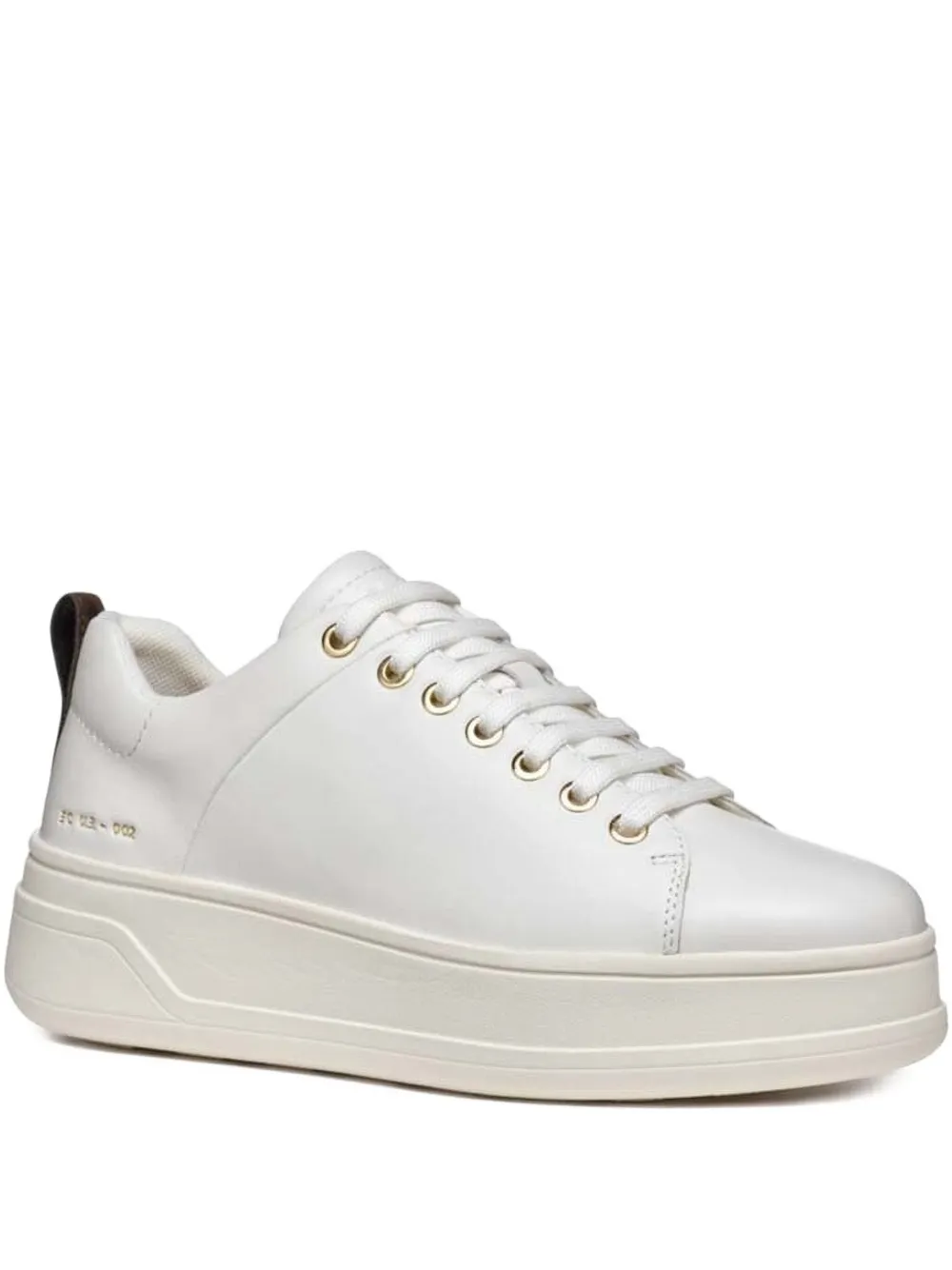 Geox Platform Gold-eyelet Sneakers In White