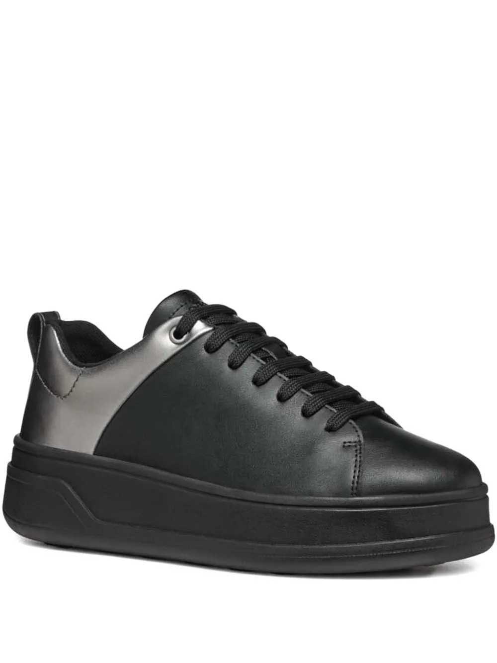 Geox metallic panel leather sneakers Black