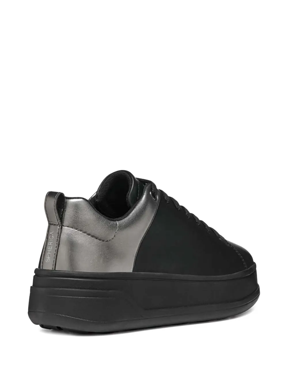 Geox metallic panel leather sneakers - Zwart