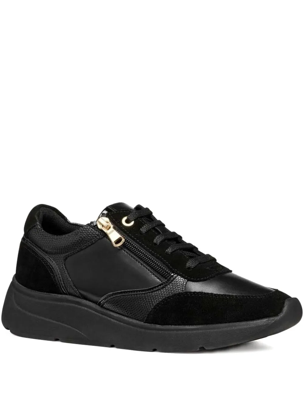 Geox zip-detail leather low-top sneakers Black