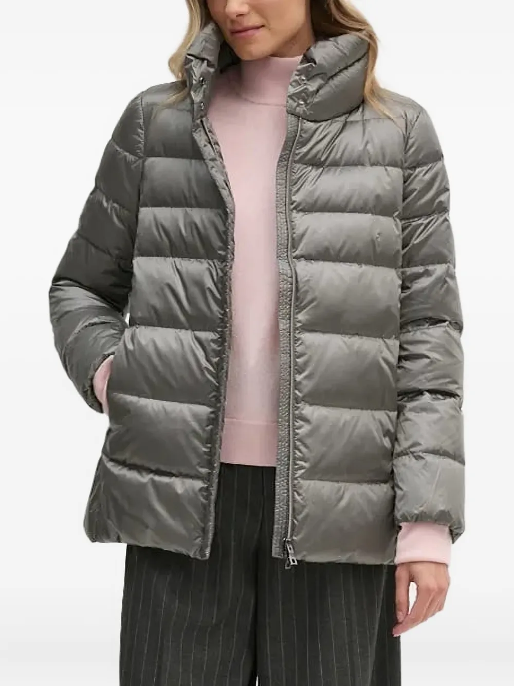 Geox Quilted High-neck Jacket In Gray