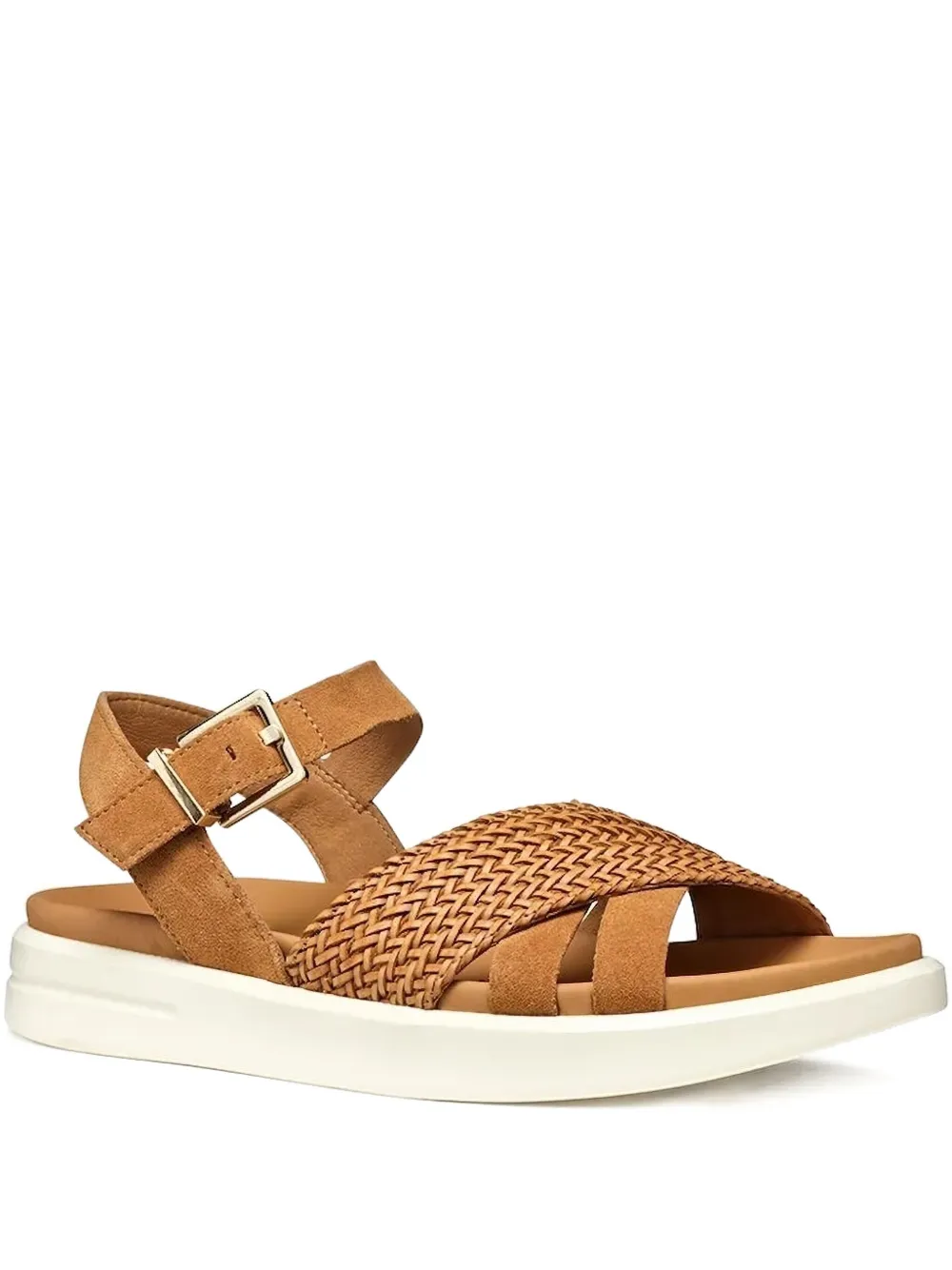 Geox Woven-strap Buckle Sandals In Brown