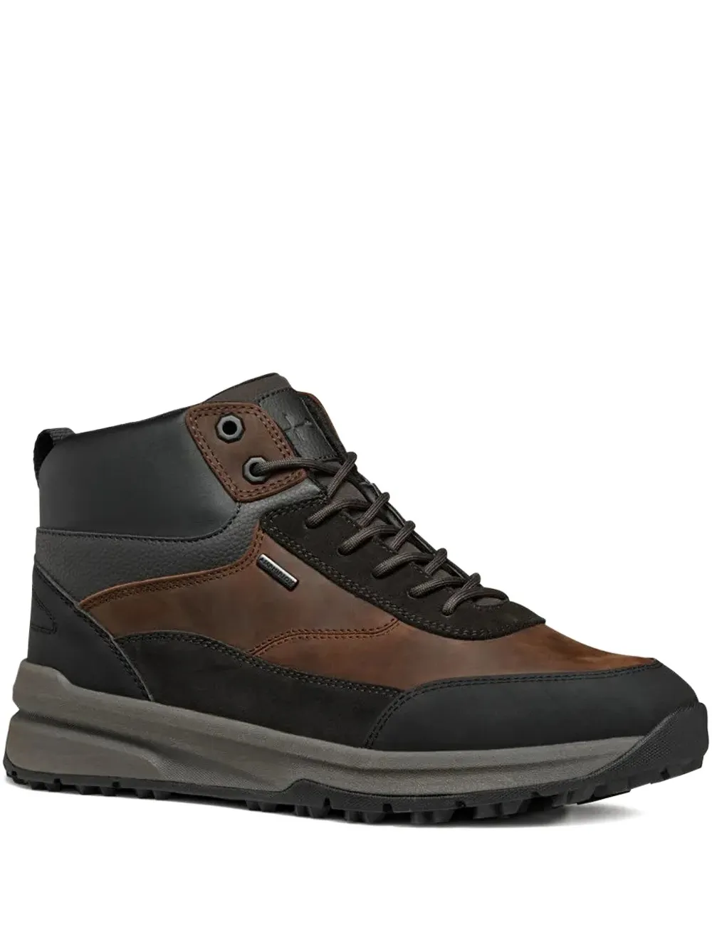 Geox leather panelled lace-up high-top sneakers Brown