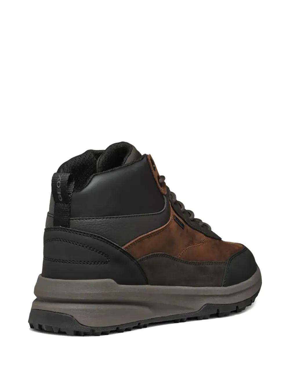 Geox leather panelled lace-up high-top sneakers Brown