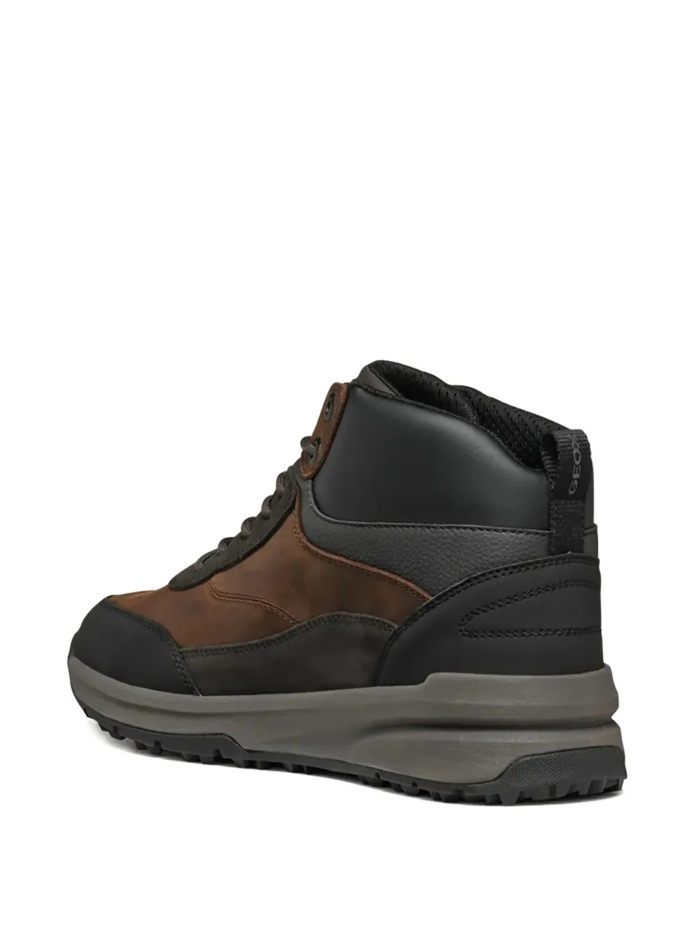 Geox leather panelled lace-up high-top sneakers Brown