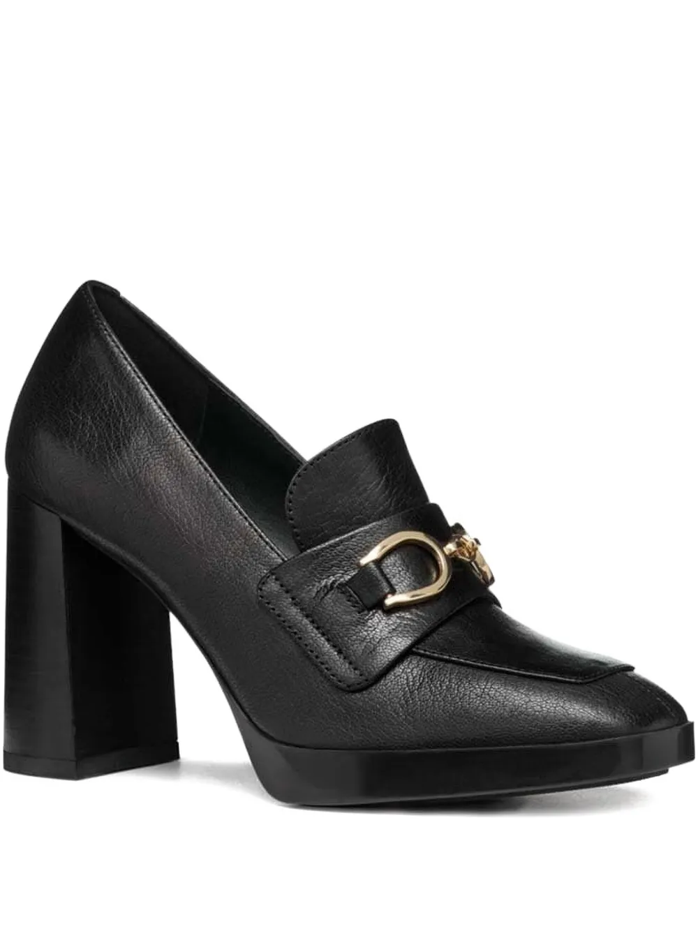 Geox D Teulada A Chain-embellished Block-heel Pumps In Black