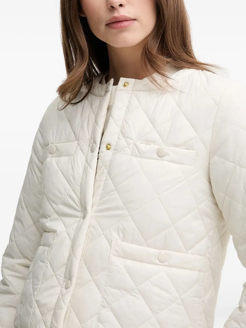 Geox Quilted Diamond-pattern Jacket In White