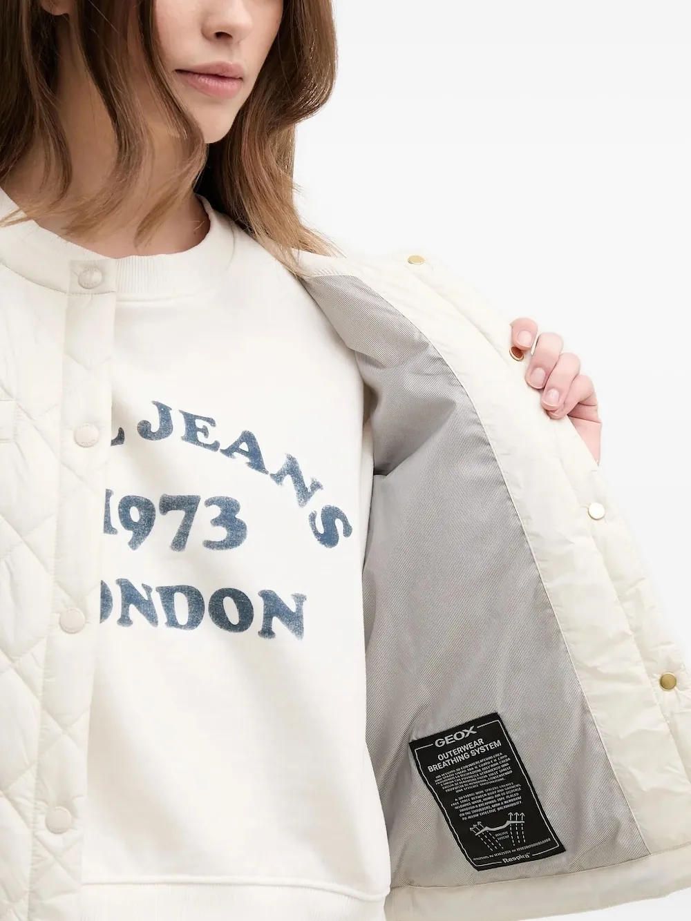 Geox Quilted Diamond-pattern Jacket In White