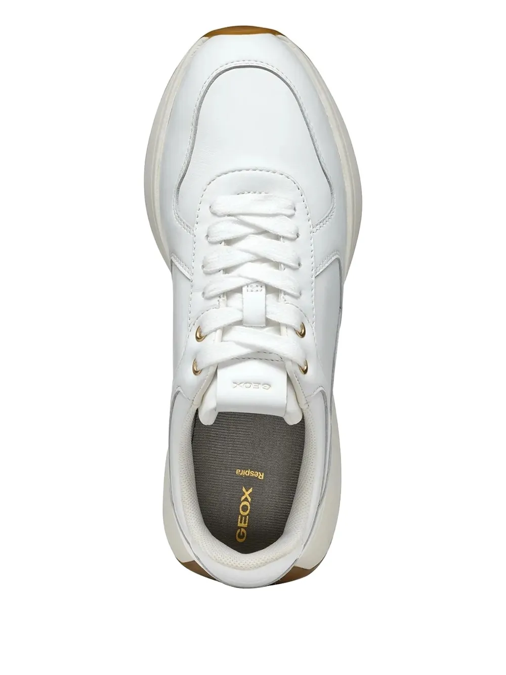 Geox Amabel Wedge-sole Leather Sneakers In White