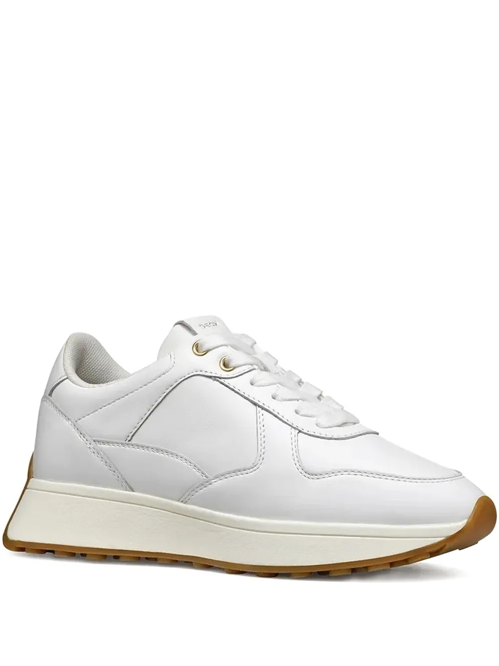 Geox Amabel Wedge-sole Leather Sneakers In White