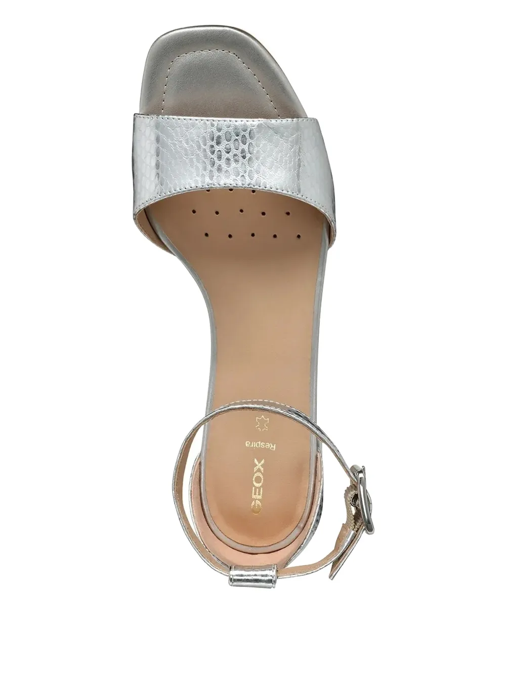 Geox Sandalen met slangen-effect en enkelbandje Zilver