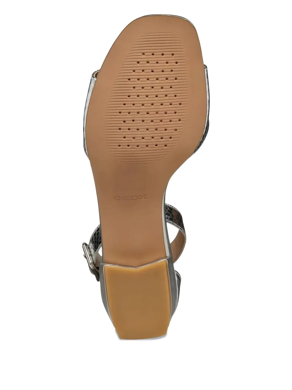 Geox Sandalen met slangen-effect en enkelbandje Zilver
