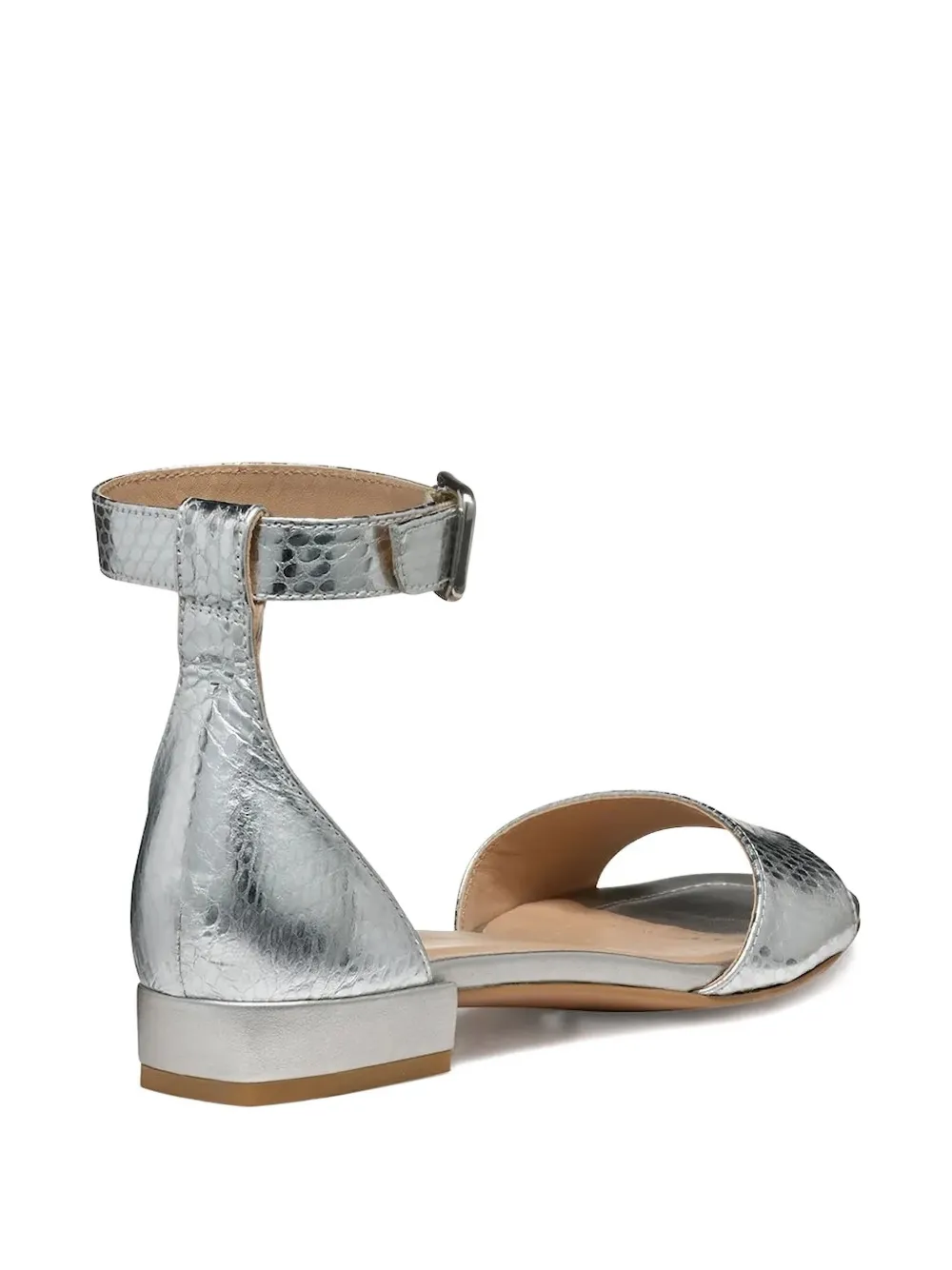 Geox Sandalen met slangen-effect en enkelbandje Zilver