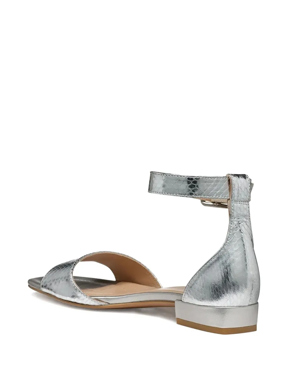 Geox Sandalen met slangen-effect en enkelbandje Zilver