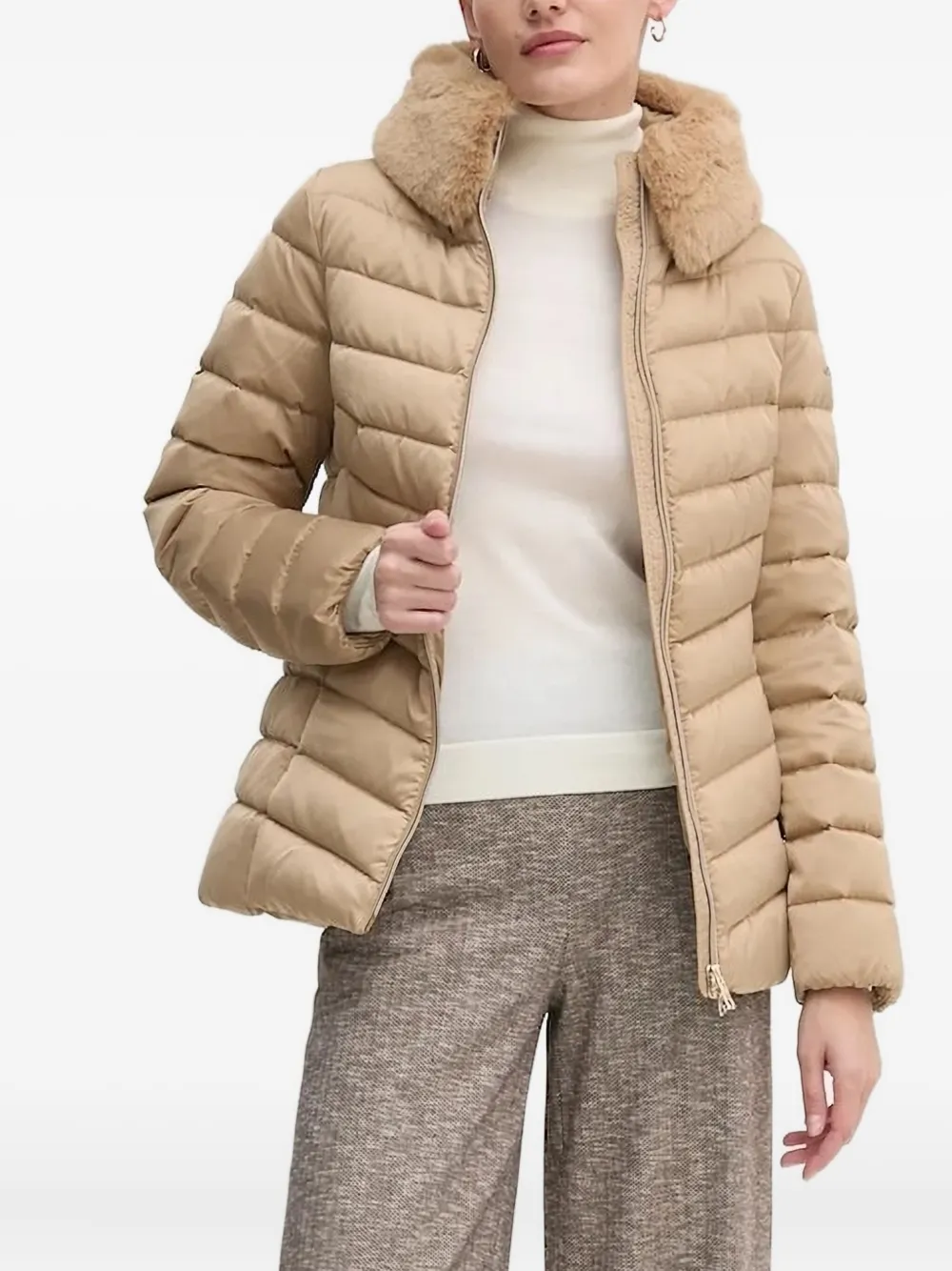 Geox Quilted High-neck Jacket In Neutral