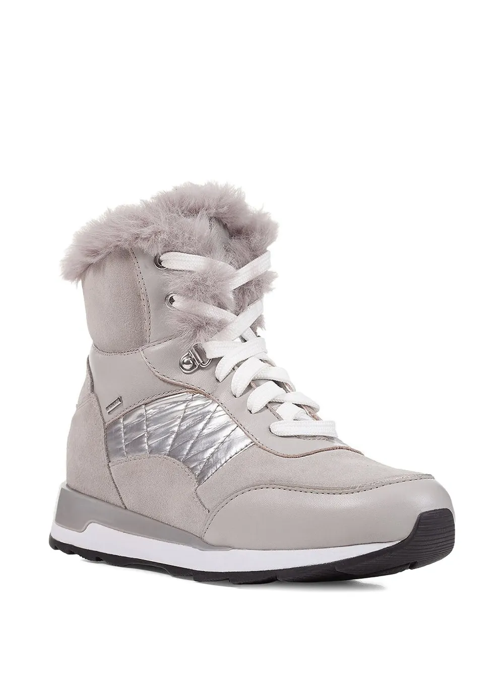 Geox Trimmed High-top Sneakers In Neutral