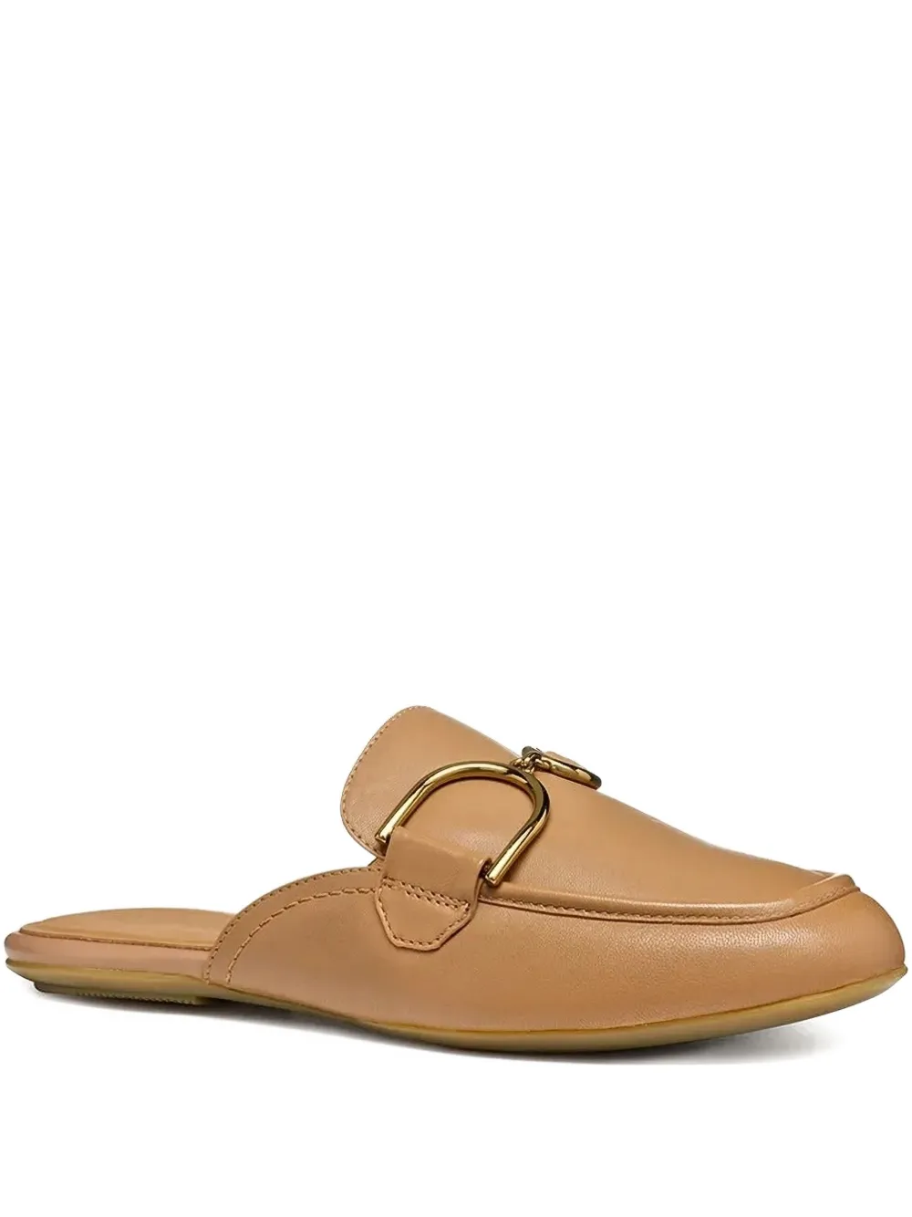 Geox Palmaria Leather Flat Mules In Neutral