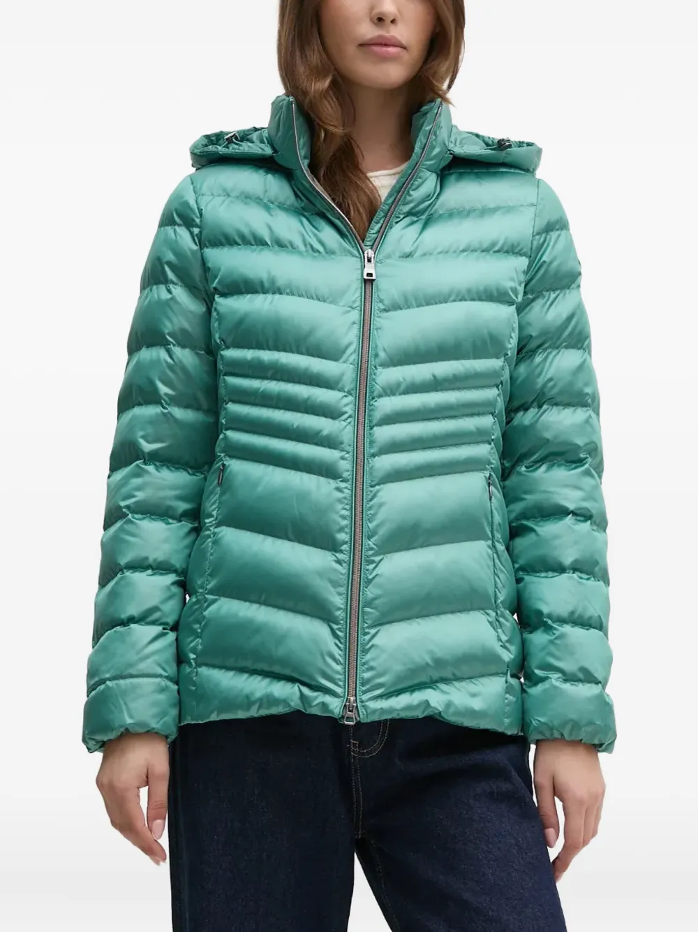 Geox hooded quilted jacket | Green | Image 1