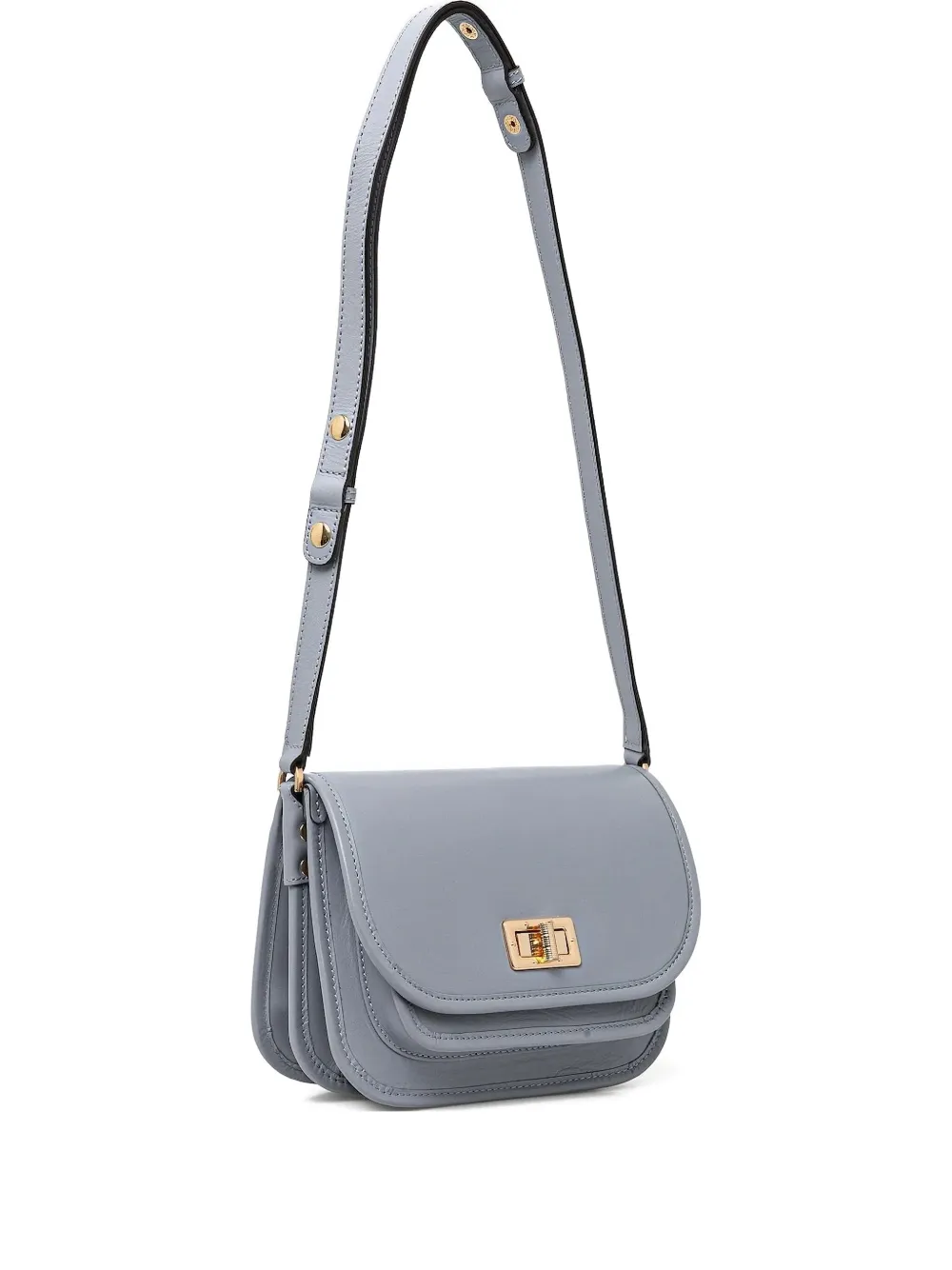 Geox Flavrie Flap-lock Leather Crossbody Bag In Gray