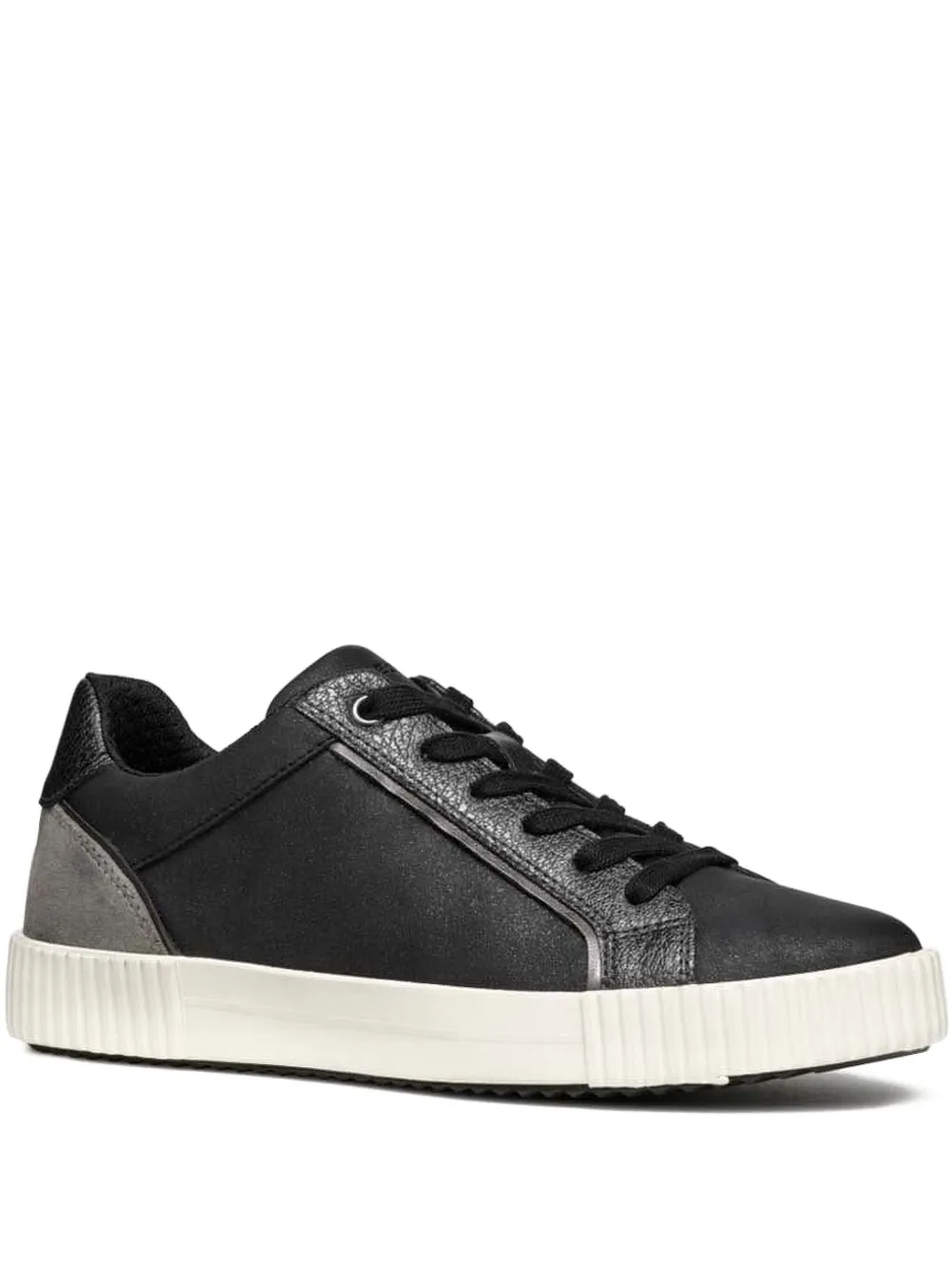 Geox leather panelled lace-up sneakers Black