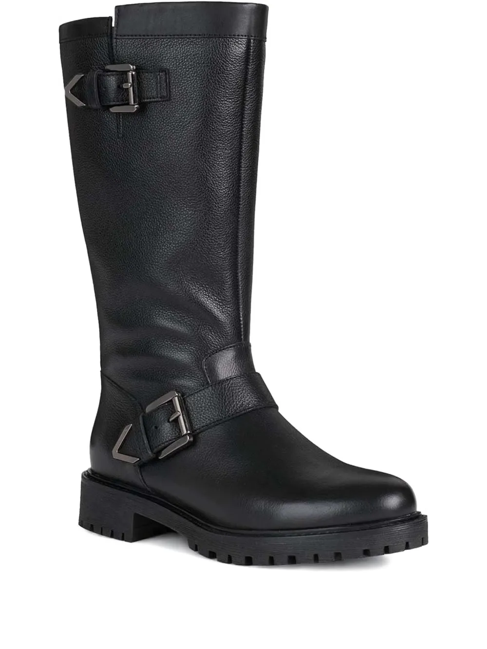 Geox Hoara 18 Buckle-detail Leather Boots In Black