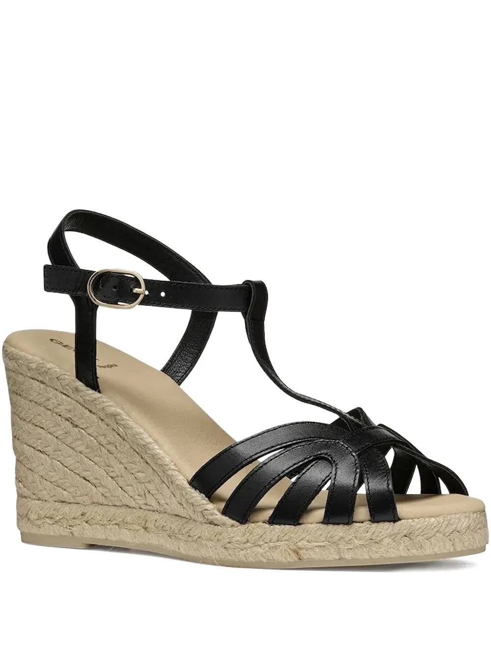 Geox 95mm T-bar wedge espadrilles Black