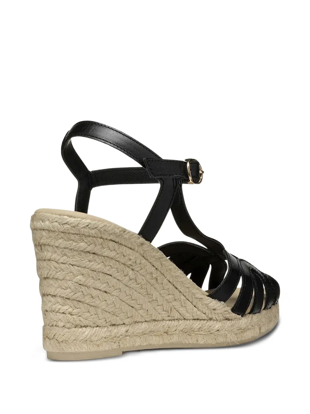 Geox 95 mm espadrilles met sleehak en T-bandje Zwart