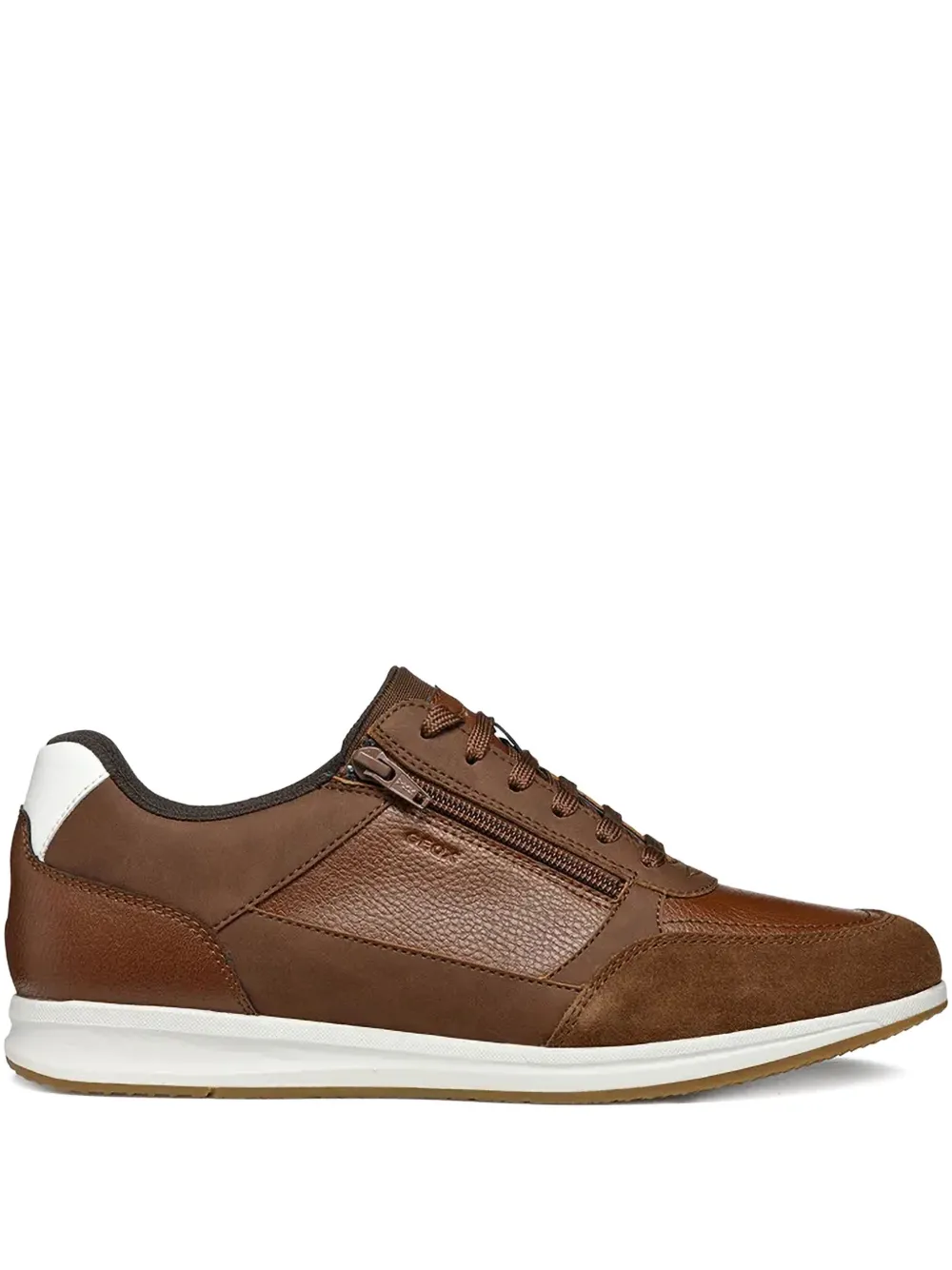 Geox Avery leather zip-detail sneakers Brown