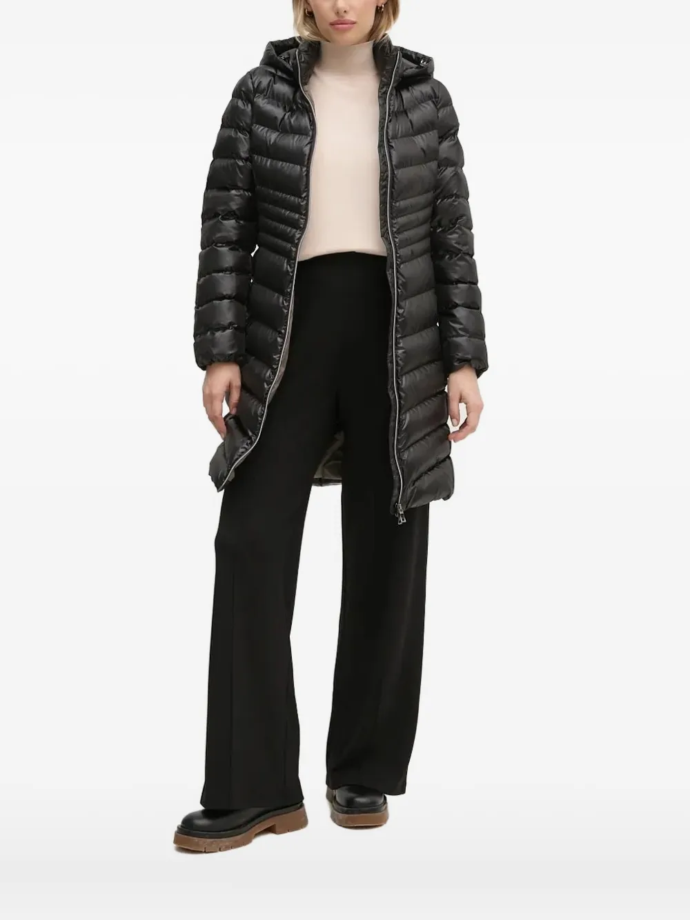 Geox Hooded Quilted Jacket In Black