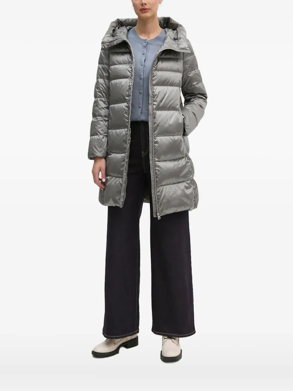 Geox Hooded Quilted Jacket In Gray