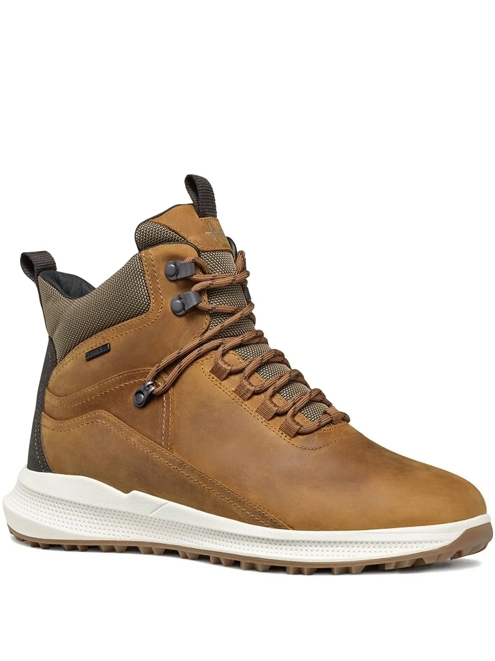 Geox leather lace-up sneakers Brown