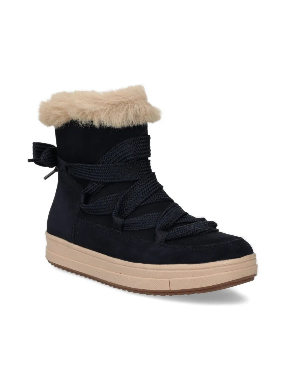 Geox Kids fur-trimmed lace-up boots Blue