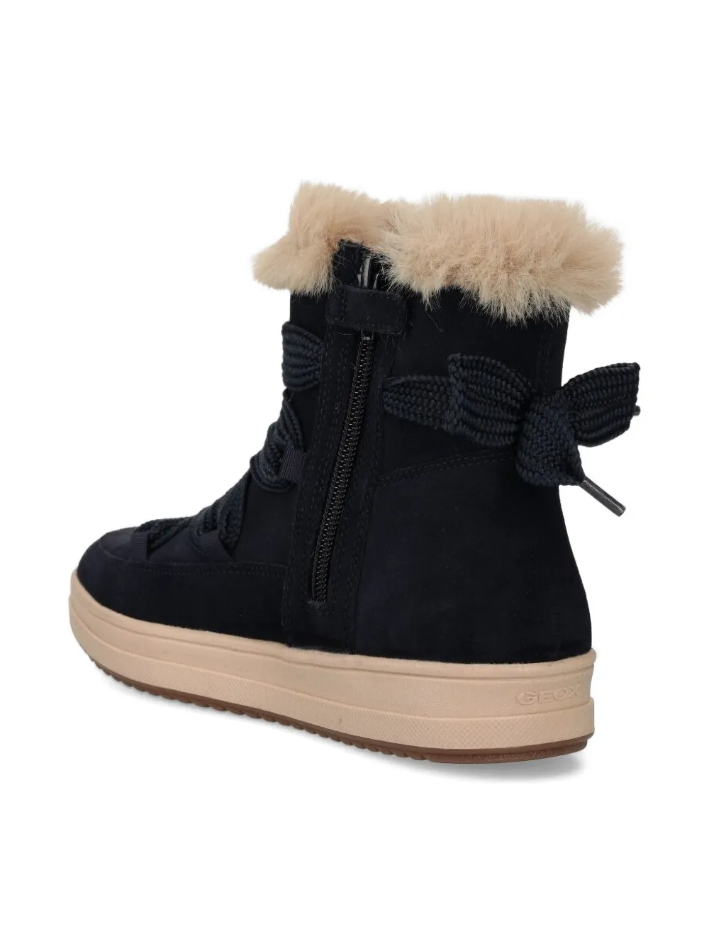 Geox Kids fur-trimmed lace-up boots - Blauw