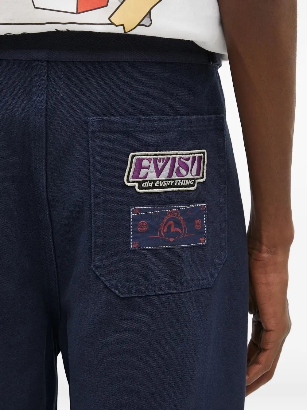 Evisu Patch Pocket Trousers In Blue