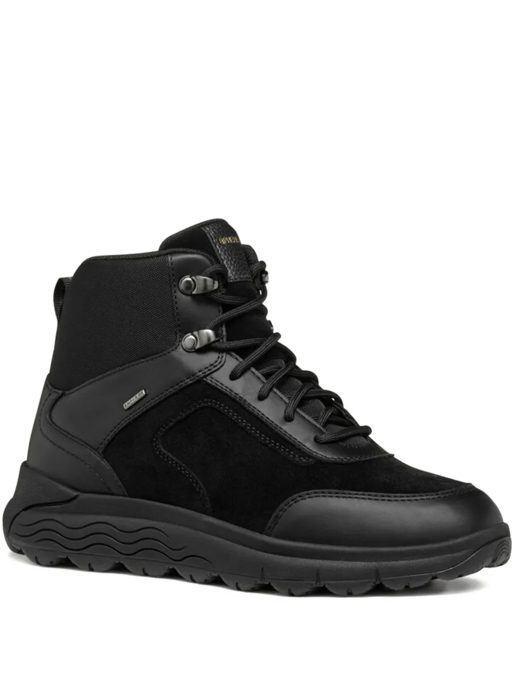 Geox lace-up suede leather sneakers Black
