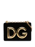 Dolce & Gabbana Pre-Owned 2000-2024 Velvet and Lizard Embossed Calfskin DG Girls Flap crossbody bag - Black