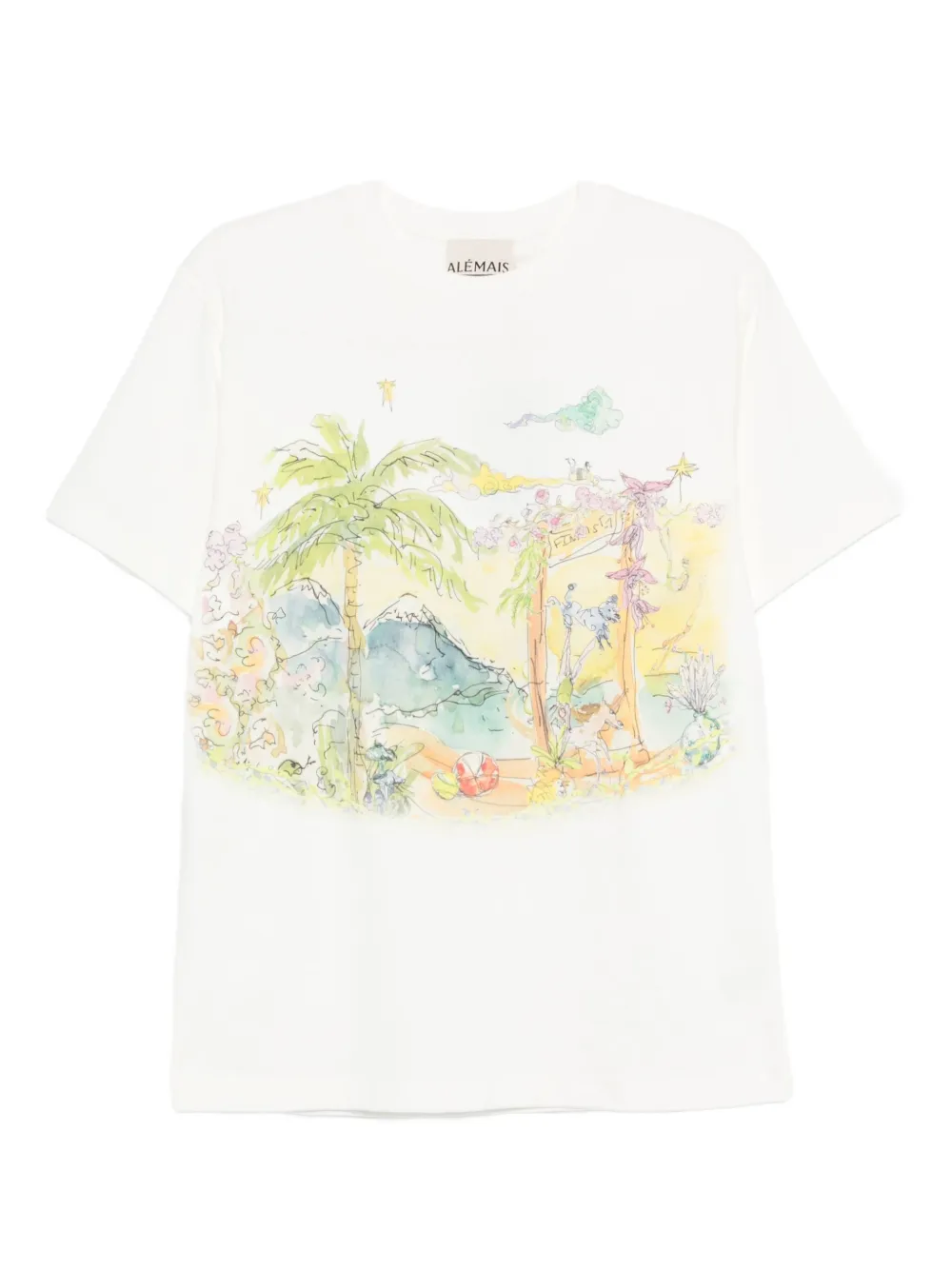 ALEMAIS T-shirt met grafische print Wit
