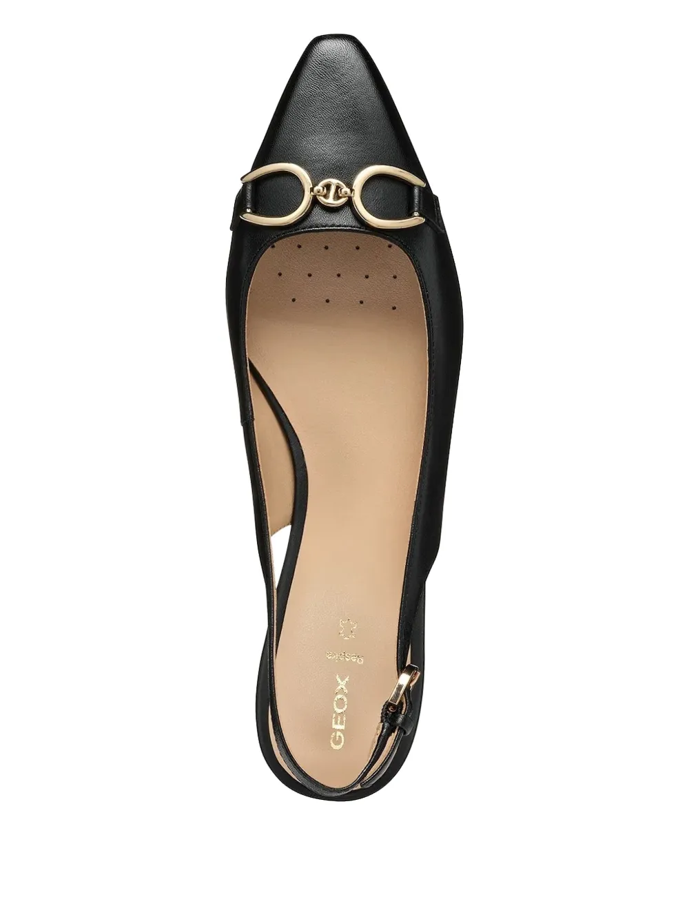 Geox slingback gold-detail flats Black