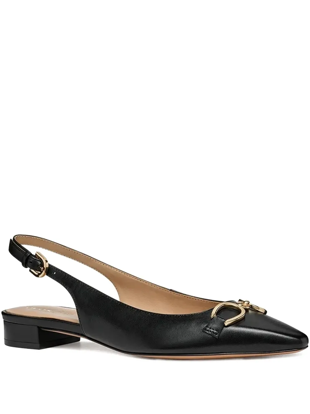 Geox slingback gold-detail flats Black