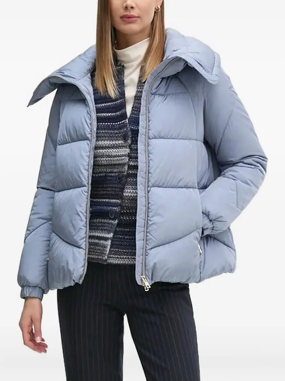 Geox Quilted High-neck Jacket In Blue