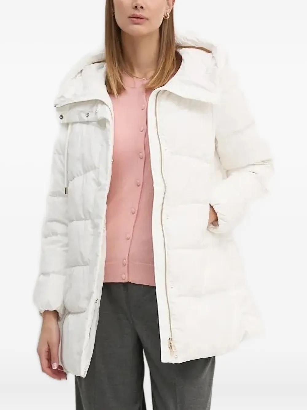 Geox Hooded Quilted Jacket In Burgundy