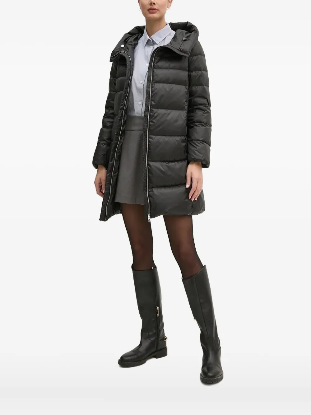 Geox Hooded Quilted Jacket In Black