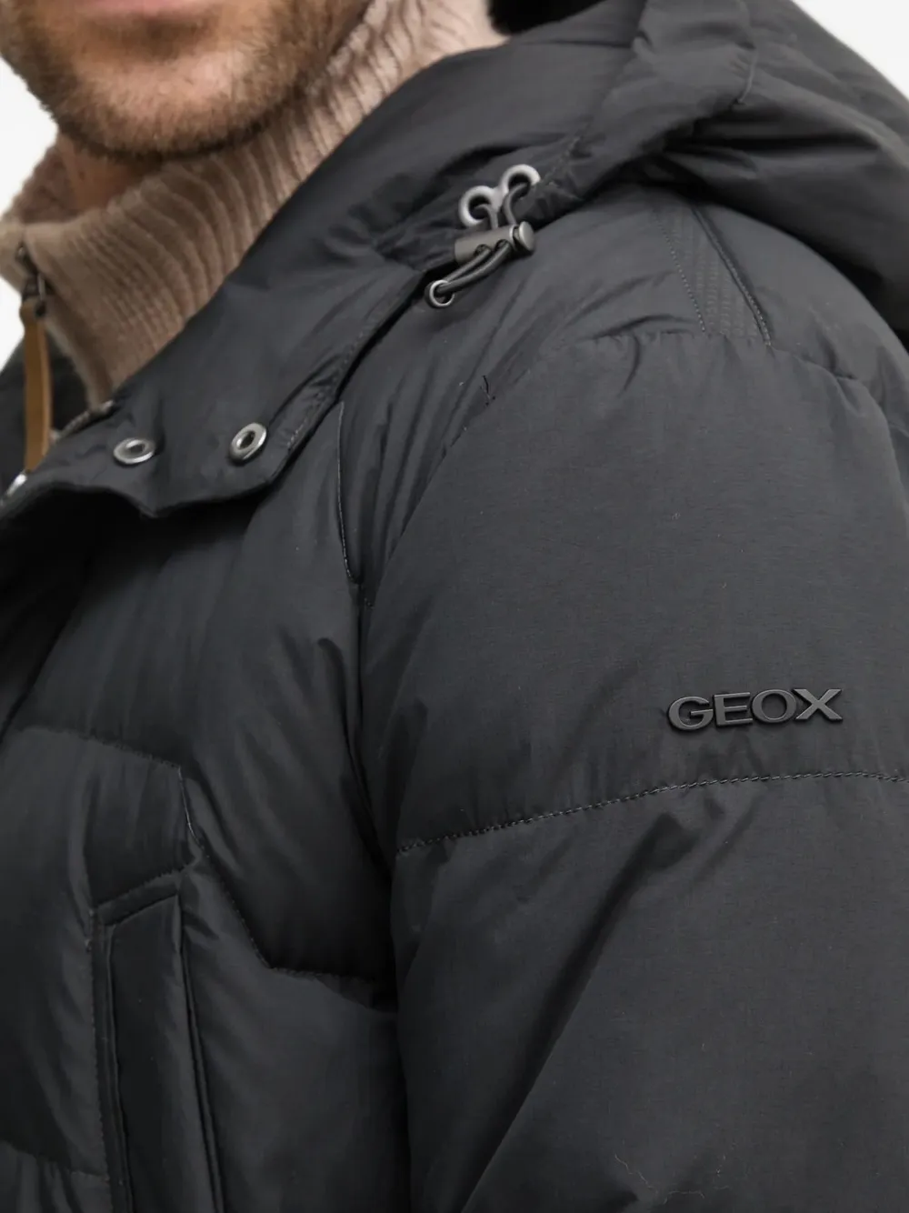Geox Gewatteerde jas met capuchon Zwart