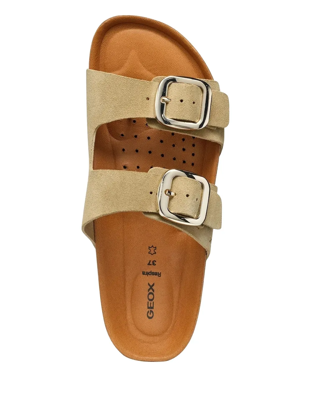 Geox Double-buckle Wedge Slides In Neutral